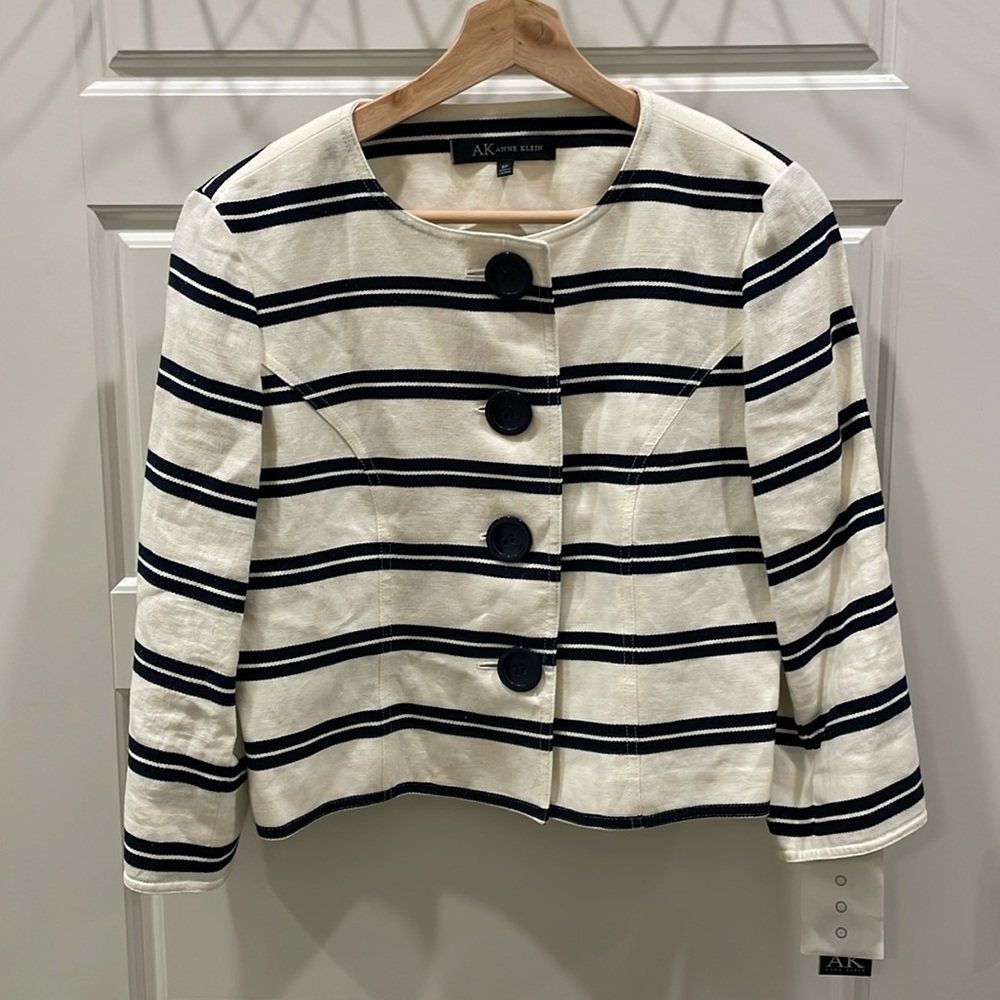 NWT Anne Klein Striped Jacket / Blazer - Size 8P